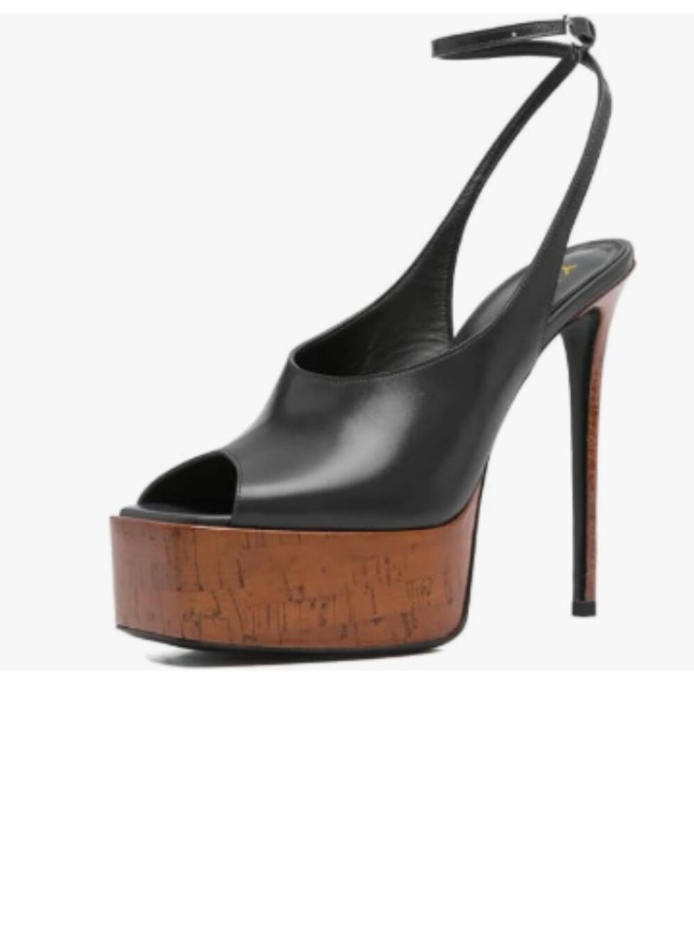 YDN Black Peep Toe Platform Sandals Stiletto Heels Ankle Buckled Strap Shoes